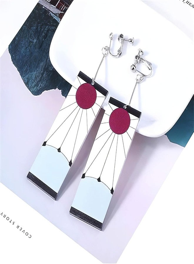TecoKart® Anime Protagonist Earrings - Hanafuda Style Spiral Clip-On Earrings Inspired by Demon Slayer Series, Lightweight Acrylic Anime Cosplay Jewelry for Boys & Girls, Unique Gift Accessory - Image 5